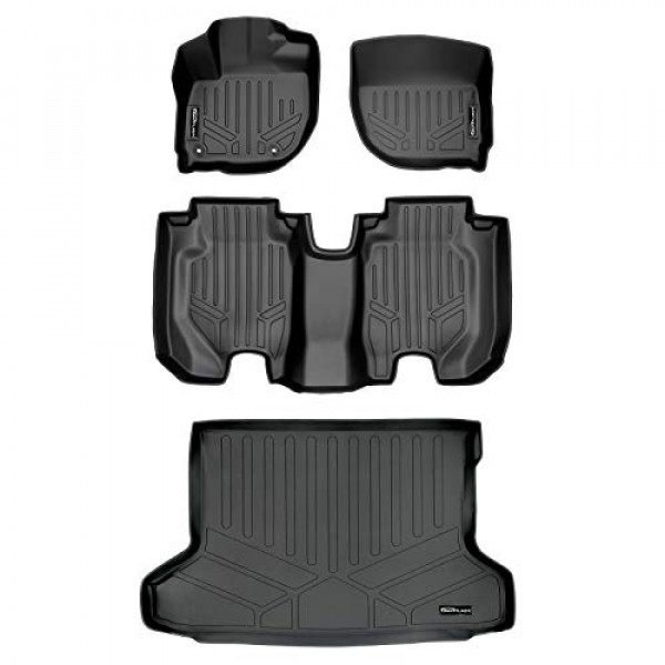 Juego de alfombrillas de ajuste personalizado SMARTLINER de 2 filas y forro de carga negro para Honda HR-V 2016-2022 (solo modelos FWD)