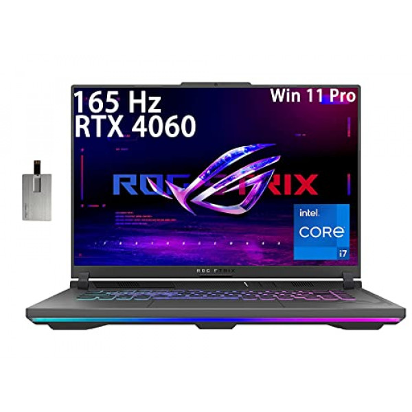 ASUS 2023 ROG Strix G16 16'' WUXGA 165Hz Laptop para juegos, Intel Core i7-13650HX, 32GB DDR5 RAM, 1TB SSD, NVIDIA GeForce RTX 4060, teclado retroiluminado RGB 4zone, Win 11Pro, gris, tarjeta USB SnowBell de 32GB