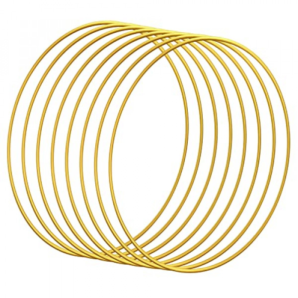 OUTUXED 8 aros de metal de 12 pulgadas para manualidades, anillos atrapasueños para manualidades para colgar en la pared, aro floral, corona de macramé para decoración de bodas, dorado