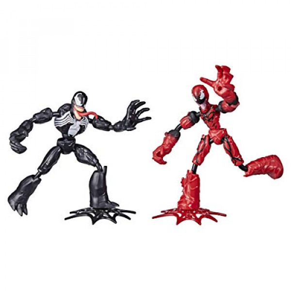 Spider-Man Marvel Bend y Flex Venom vs. Carnage Action Figure Toys, figuras flexibles de 6 pulgadas, para niños de 4 años en adelante