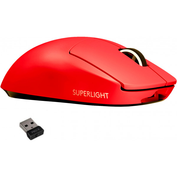 Logitech - PRO X SUPERLIGHT Ratón óptico inalámbrico ligero para juegos con sensor HERO 25K - Rojo