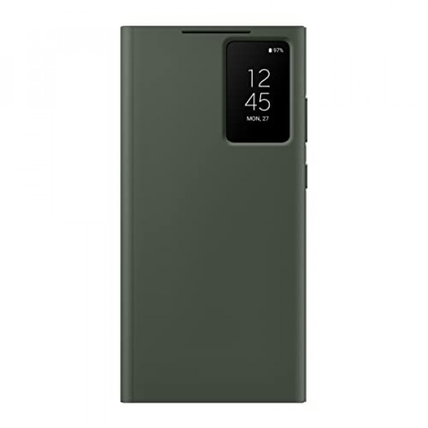 SAMSUNG Galaxy S23 Ultra S-View Funda para teléfono tipo cartera, cubierta protectora con ranura para portatarjetas, ventana transparente para tocar con los dedos, versión de EE. UU., EF-ZS918CGEGUS, verde