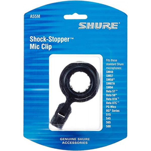 Shure A55M Clip de micrófono con soporte antichoque - Soporte de aislamiento antichoque y adaptador para micrófonos de mano con diámetro de barril de 3/4 (25-30 mm), incluidos los modelos Shure SM, KSM, Microflex y más