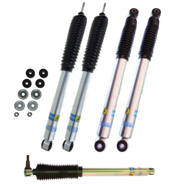 Bilstein B8 5100 amortiguadores de gas monotubo delanteros y traseros para Dodge Ram 1500 2500 3500 | Incluye amortiguador estabilizador de dirección y calcomanía TrendsAuto | 24-185776 24-191203 24-164870