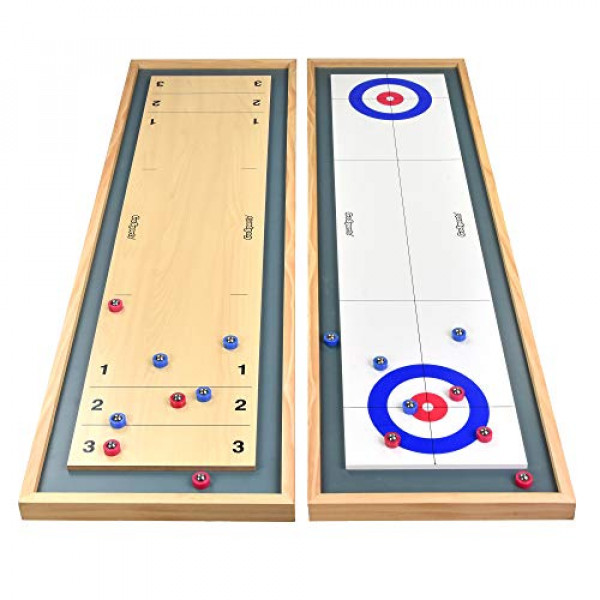 GoSports Shuffleboard and Curling 2 en 1 Juegos de mesa - Mesa clásica o tamaño gigante - Elige tu estilo
