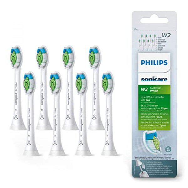 Philips Sonicare Optimal Whitening White BrushSync Heads (Compatible con todos los mangos Philips Sonicare), paquete de 8