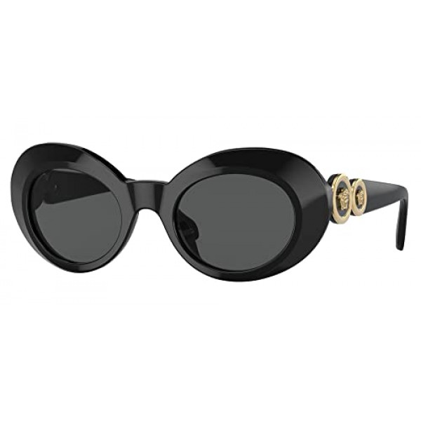 Gafas de sol Versace Child Montura negra, lentes gris oscuro, 45 mm