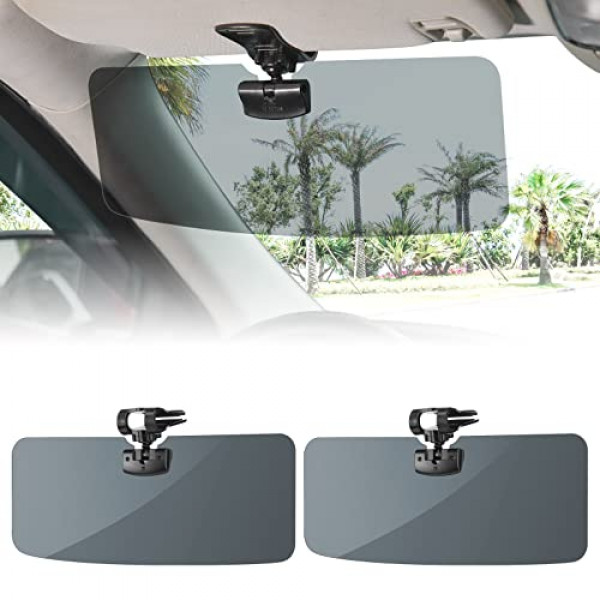 JOYTUTUS Visera solar para SUV, paquete de 2 extensores de visera solar polarizada para camión, extensión universal UV400 para visera de coche, antirreflejos, fácil de instalar, protege del deslumbramiento/rayos UV/luz parásita