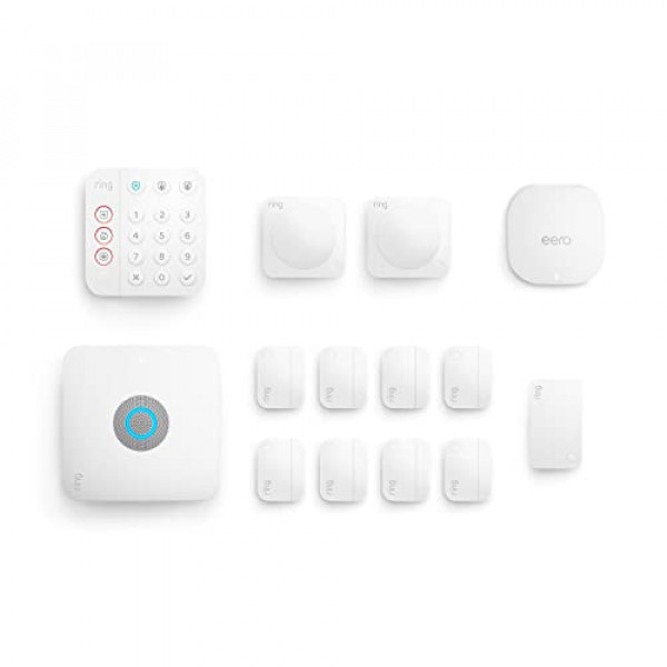 Kit Ring Alarm Pro de 13 piezas y extensor eero Wi-Fi 6: enrutador eero Wi-Fi 6 integrado y suscripción gratuita a Ring Protect Pro durante 30 días