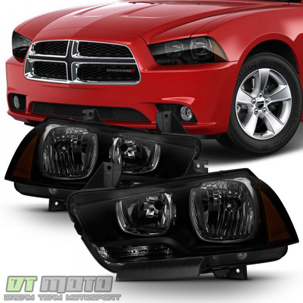 Para Dodge Charger R/T SE SRT8 2011-2014, faros delanteros halógenos ahumados negros