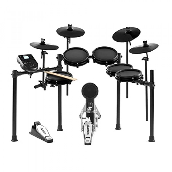 Alesis Drums Nitro Mesh Kit Bundle - Batería eléctrica de malla de diez piezas con 385 sonidos de batería electrónica y estante de aluminio sólido