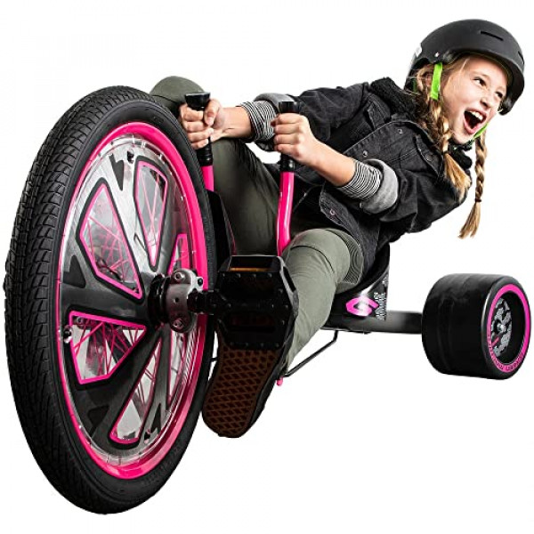 Triciclo de deriva Huffy Green Machine de 20 pulgadas para niños, rosa