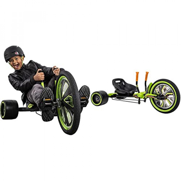 Triciclo de deriva Huffy Green Machine de 20 pulgadas para niños,Triciclo de deriva de 16 pulgadas gris y verde para niños