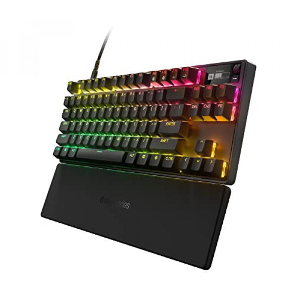 Nuevo SteelSeries Apex Pro TKL 2023 Ed.- El teclado mecánico para juegos más rápido del mundo - Actuación ajustable - Esports Tenkeyless - Pantalla OLED - RGB - Teclas PBT - USB-C (renovado)