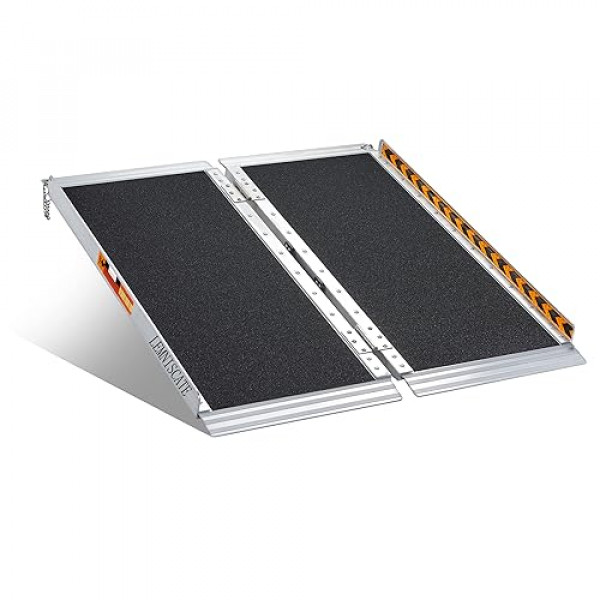 LEMNISCATE Rampa para silla de ruedas para el hogar, rampa portátil de aluminio para silla de ruedas para escalones, rampa de umbral antideslizante de 3 pies para puertas, bordillos, rampa plegable para scooter de movilidad, 120 pulgadas de largo x 31,3 W
