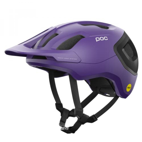 Casco ciclista POC Axion Race MIPS Púrpura zafiro/Negro uranio metalizado/Matt LRG