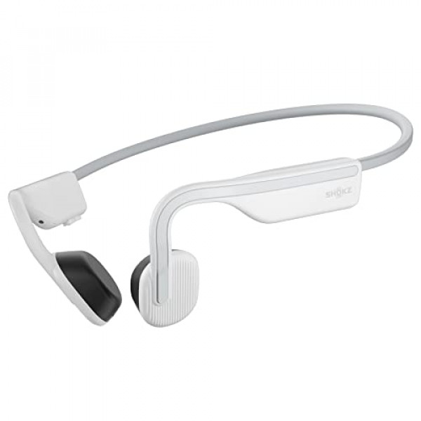 SHOKZ (AfterShokz OpenMove - Auriculares deportivos Bluetooth abiertos - Auriculares inalámbricos de conducción ósea - Resistentes al sudor para correr y hacer ejercicio, con paquete de pegatinas