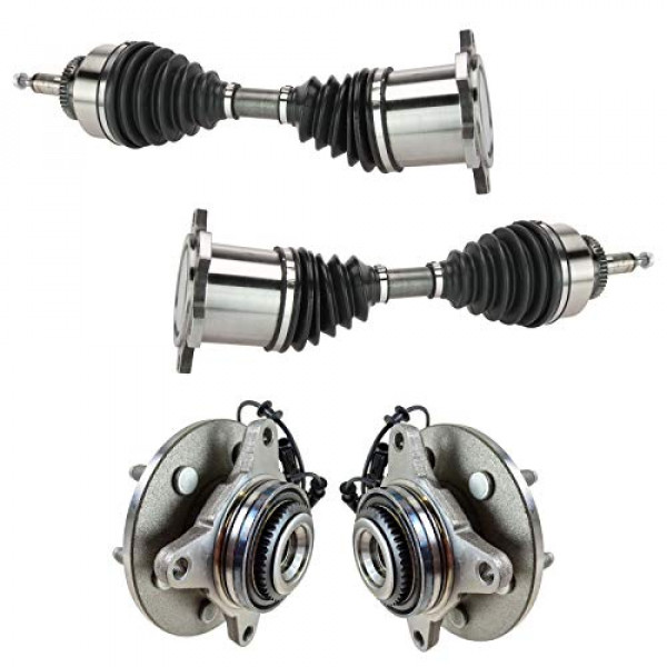 TRQ Eje delantero CV y ​​conjuntos de cojinetes de cubo de rueda, juego de 4 piezas para Ford F150 2005-2008/Lincoln Mark LT 2006-2008