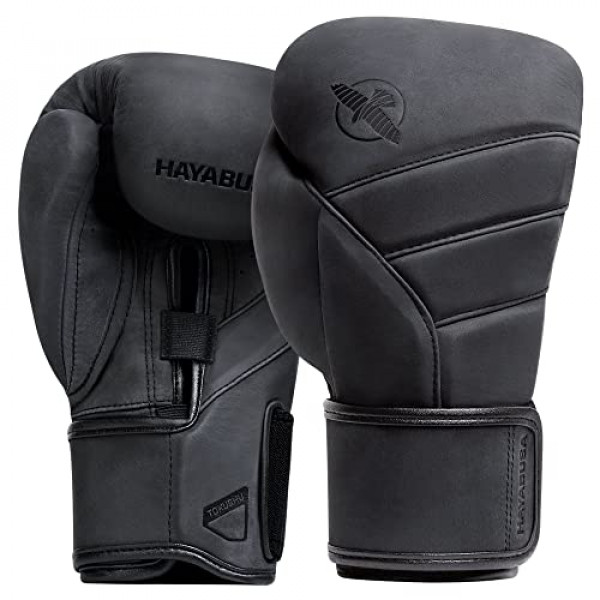 Hayabusa T3 LX Guantes de Boxeo de Cuero para Hombres y Mujeres para Entrenamiento de Entrenamiento con Bolsa Pesada y Manoplas - Obsidan, 12 oz