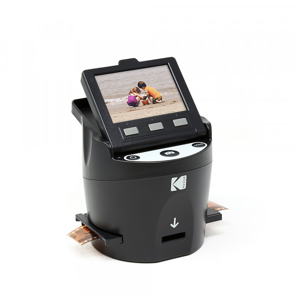 Kodak - Escáner digital de películas y diapositivas Scanza - Convierte negativos de películas y diapositivas a JPEG - Incluye LCD grande inclinable de 3,5 - Negro