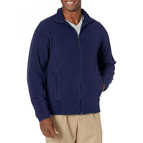 Amazon Essentials Chaqueta polar con cremallera completa para hombre (disponible en talla grande y alta), azul marino, talla XS