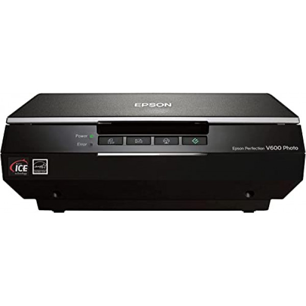 Epson Perfection V600 Escáner fotográfico en color, 6400 x 9600 ppp, ampliaciones de hasta 17 x 22, conectividad USB con cable, escáner de imagen plano negro
