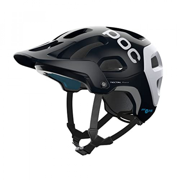 POC, Tectal Race Spin, Casco para Ciclismo de Montaña, Negro Uranio/Blanco Hidrógeno, XL-XXL