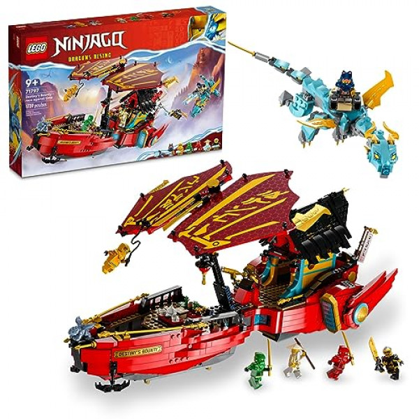 LEGO NINJAGO Destiny's Bounty - Carrera contra el tiempo 71797 Juguete de construcción que incluye una aeronave ninja, 2 dragones y 6 minifiguras, regalo para niños y niñas mayores de 9 años que aman a los ninjas y los dragones