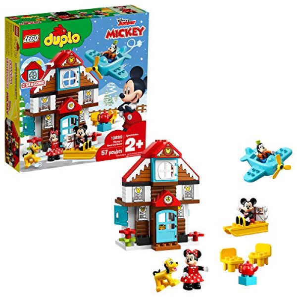 LEGO DUPLO Disney Mickey's Vacation House 10889 Juego de construcción de casas de juguete para niños pequeños con figuras de Minnie Mouse, Goofy, Plutón y Mickey Mouse (57 piezas)