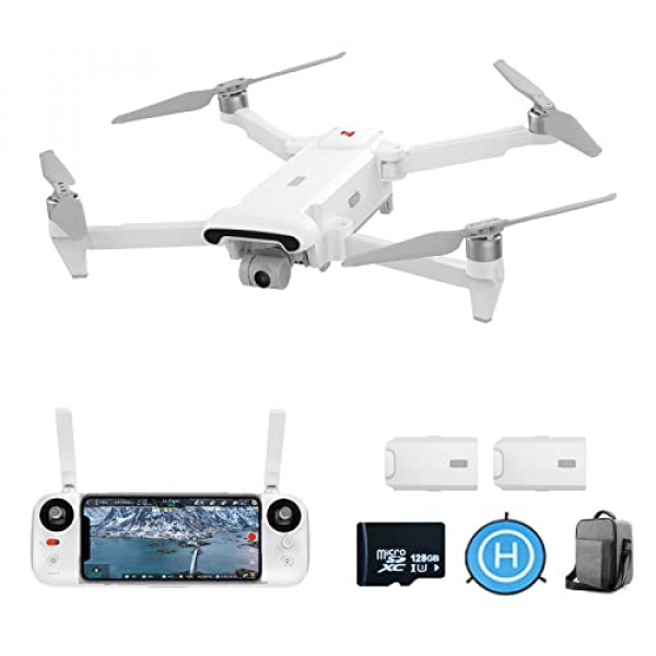 FIMI X8SE 2022 V2 Drone con cámara para adultos, GPS 4K Quadcopter RC plegable, tiempo de vuelo de 35 min, transmisión de vídeo de 10 km, Sígueme, cardán de 3 ejes (2 baterías+tarjeta SD de 128 GB)