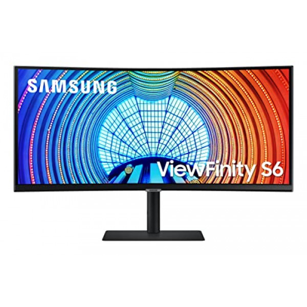 SAMSUNG Monitor curvo QHD ultraancho serie ViewFinity S65UA de 34, HDR10, 100 Hz, 350 nit, USB-C, soporte ajustable, cuidado inteligente de los ojos, LS34A650UBNXGO, negro