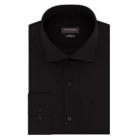 Van Heusen Camisa de vestir elástica para hombre, ajuste delgado, color negro, cuello 16 -16,5, manga 34 -35 EE. UU.