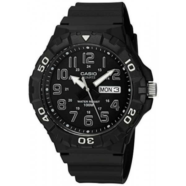 Casio Reloj de cuarzo negro con pantalla analógica estilo buzo MRW-210H-1AVCF para hombre