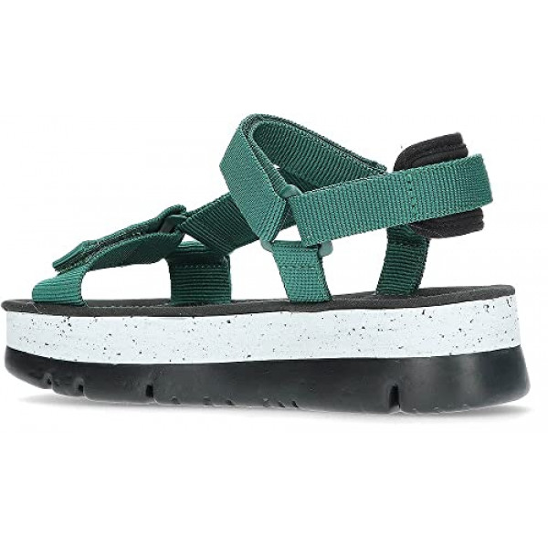 Camper Sandalia plana con plataforma plana para mujer, verde oscuro, 6