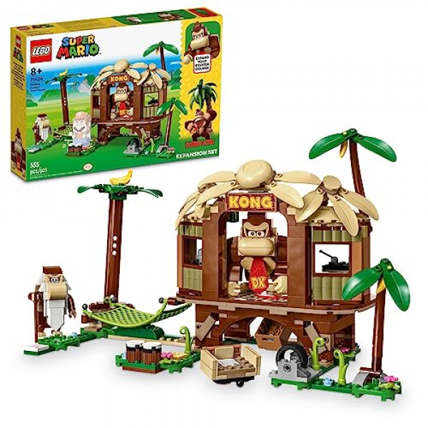 Lego Super Mario Donkey Kong's Tree House Expansion Set 71424 Coleccionable con 2 personajes para construir; Donkey Kong y Cranky Kong, combínelos con el curso inicial y obtenga un regalo de cumpleaños para niños mayores de 8 años