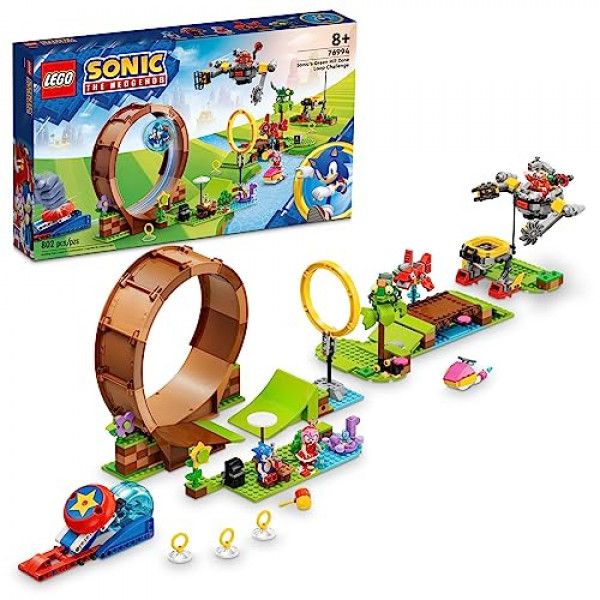 LEGO Sonic The Hedgehog Sonic's Green Hill Zone Loop Challenge 76994 Set de juguetes de construcción, juguete Sonic Adventure con 9 personajes de Sonic y sus amigos, divertido regalo de Navidad para fans de Sonic de 8 años