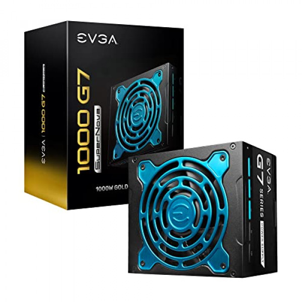 EVGA Supernova 1000 G7, 80 Plus Gold 1000W, totalmente modular, modo ecológico con ventilador FDB, 10 años de garantía, incluye autoprobador de encendido, tamaño compacto de 130 mm, fuente de alimentación 220-G7-1000-X1