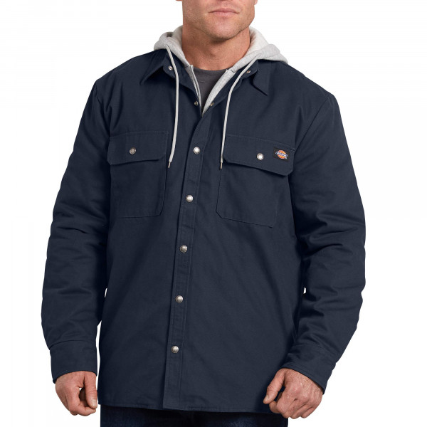 Dickies Chaqueta Acolchada con Capucha y Ajuste Relajado para Hombre, Azul Marino Oscuro, Grande EE. UU.