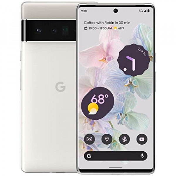 Google Pixel 6 Pro - 5G 6.71 AMOLED - Smartphone desbloqueado con cámara de píxeles avanzada y teleobjetivo - 128 GB - Blanco nublado (renovado)