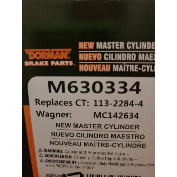 Cilindro maestro de freno Dorman M630334 Reemplaza CT: 113-2284-4 Wagner: MC142634