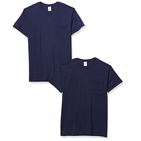 Hanes Camiseta de manga corta para hombre (paquete de 2), azul marino, talla XL