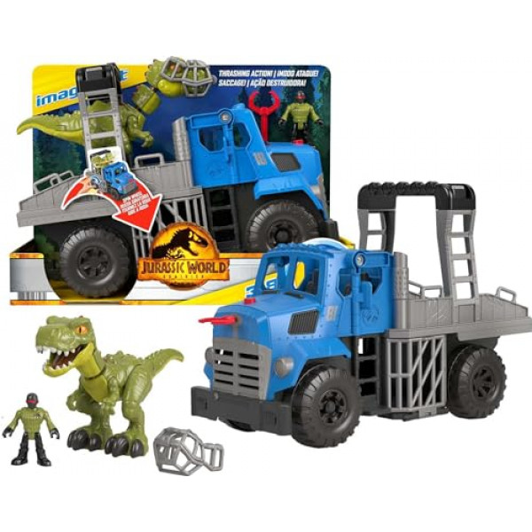 Fisher-Price Imaginext Jurassic World Dominion Break Out Dino Hauler Vehículo con dinosaurio T. Rex Juego de 5 piezas para mayores de 3 años