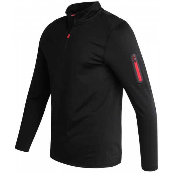 Spyder Active Shirt - Jersey de manga larga con cremallera de un cuarto para hombre - Camisa de entrenamiento ligera para hombre (S-XL), talla mediana, negro brillante