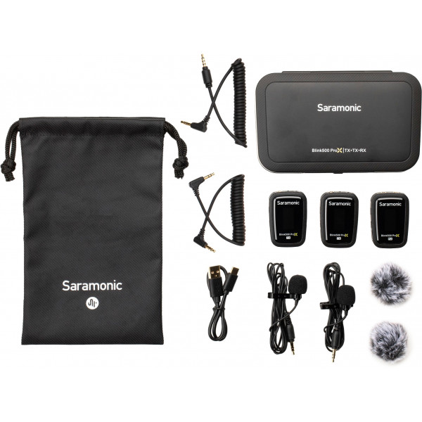 Saramonic - Blink 500 ProX B2 Sistema de micrófono inalámbrico con clip de 2,4 GHz para 2 personas con Lavaliers
