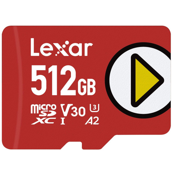 Tarjeta de memoria Lexar PLAY 512GB microSDXC UHS-I, C10, U3, V30, A2, vídeo Full-HD, hasta 160/100 MB/s, almacenamiento ampliado para Nintendo-Switch, dispositivos de juegos, teléfonos inteligentes, tabletas (LMSPLAY512G-BNNNU)