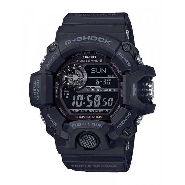 Casio - Reloj G-Shock Rangeman con triple sensor solar atómico de 54 mm para hombre - Negro