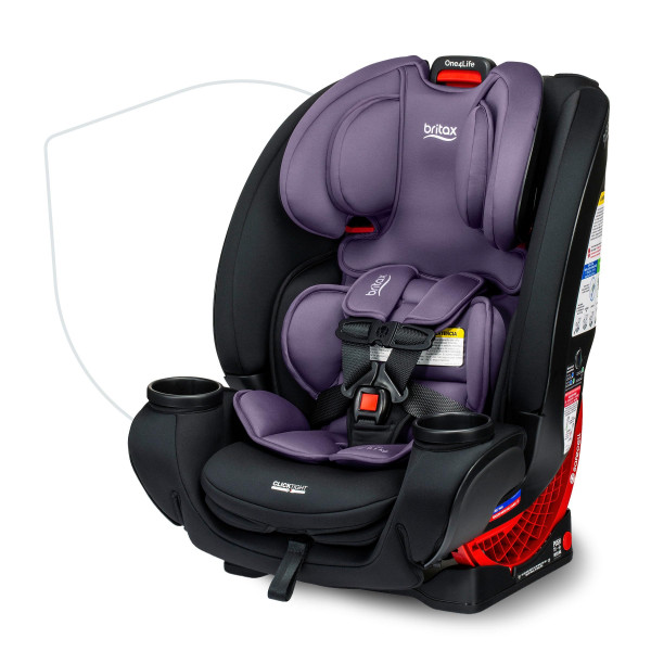 Asiento convertible para automóvil Britax One4Life, 10 años de uso de 5 a 120 libras, se convierte de un asiento infantil para automóvil orientado hacia atrás a un asiento elevador orientado hacia adelante, tela lavable a máquina, Iris Onyx