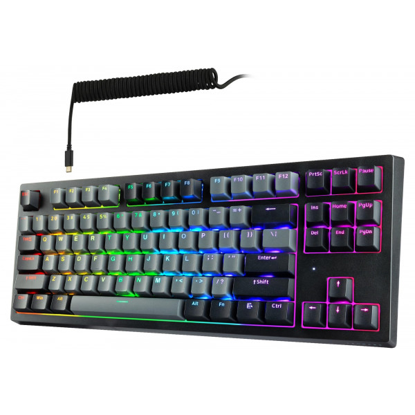 TECWARE Teclado mecánico Phantom+ de 87 teclas, led RGB (Black Elite Wraith Pink)