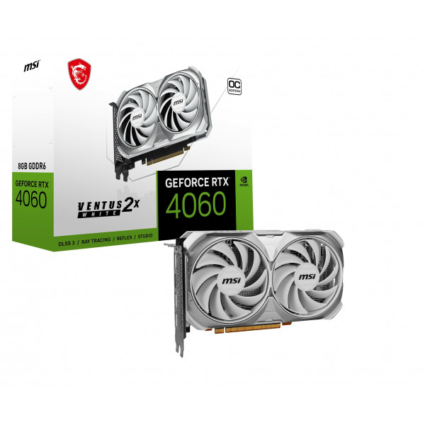 MSI Gaming GeForce RTX 4060 8GB GDRR6 128-Bit HDMI/DP Nvlink TORX Fan 4.0 Tarjeta gráfica de arquitectura Ada Lovelace (RTX 4060 Ventus 2X White 8G OC)