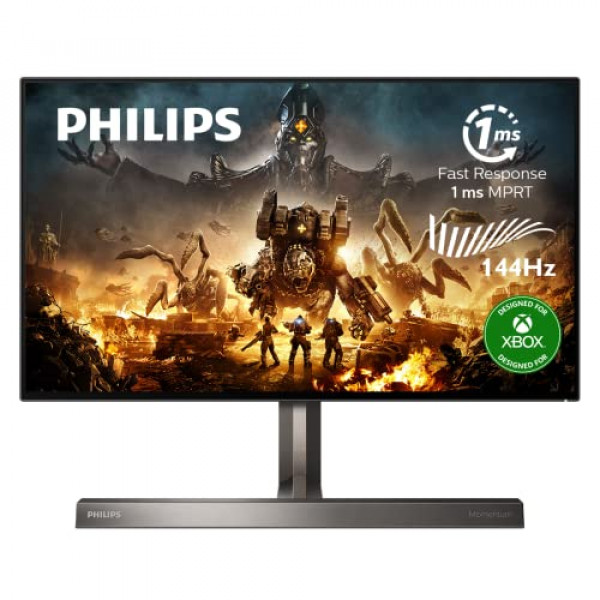 PHILIPS Momentum 279M1RV Monitor para juegos HDR 600 de 27 con Nano IPS, 4K a 120 Hz (PC hasta 144 Hz), 1 ms, USB-C PD 65 vatios, compatible con NVIDIA G-SYNC/consola de juegos, Ambiglow, reemplazo avanzado de 4 años